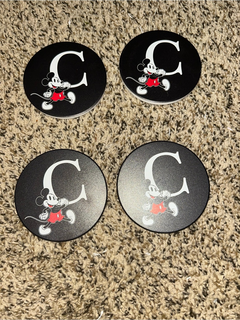Disney Black and White Mickey Mouse Coaster Set with Red Accents
